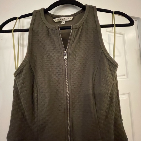 Olive Green Zippered Fit and Flare - Picture 3 of 4